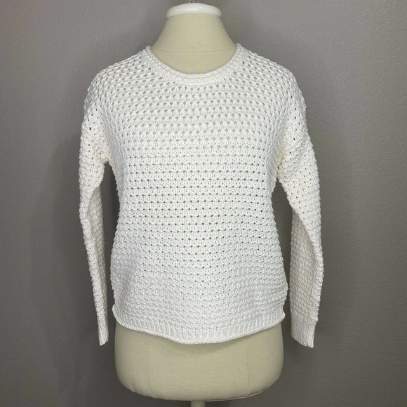 Madewell Pearl Ivory Austen Open-Stitch Chunky Knit Sweater XXS NWT - Picture 8 of 12